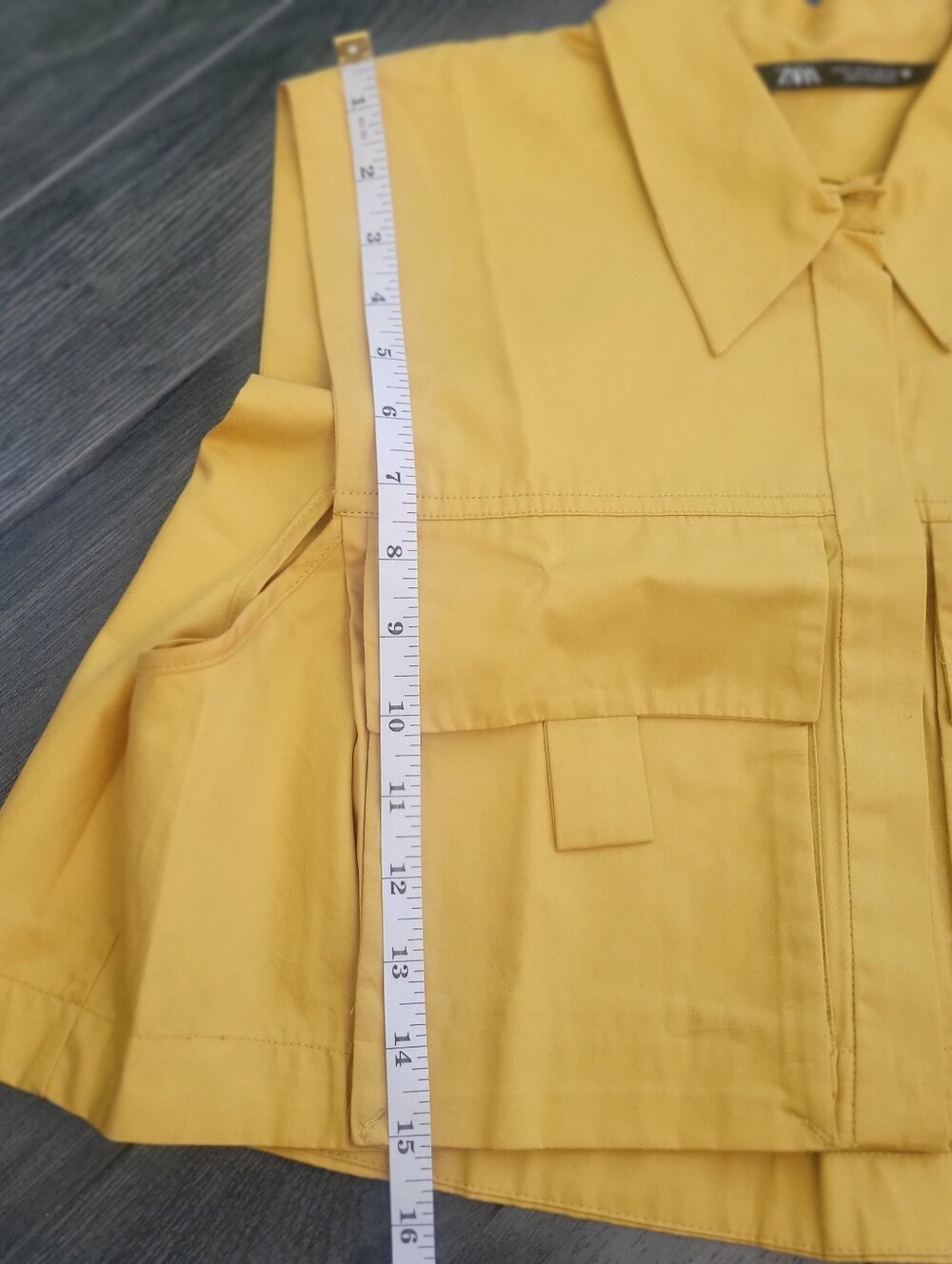 NWT ZARA Mustard Yellow Sleeveless Jacket - Size M Utility Style Jacket - Picture 10 of 11
